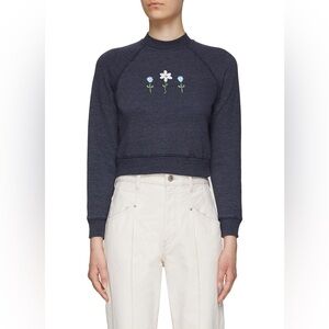 Re/Done Navy Shrunken Crewneck Sweater Size S